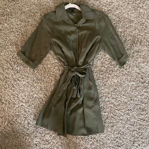 Topshop olive green tie dress